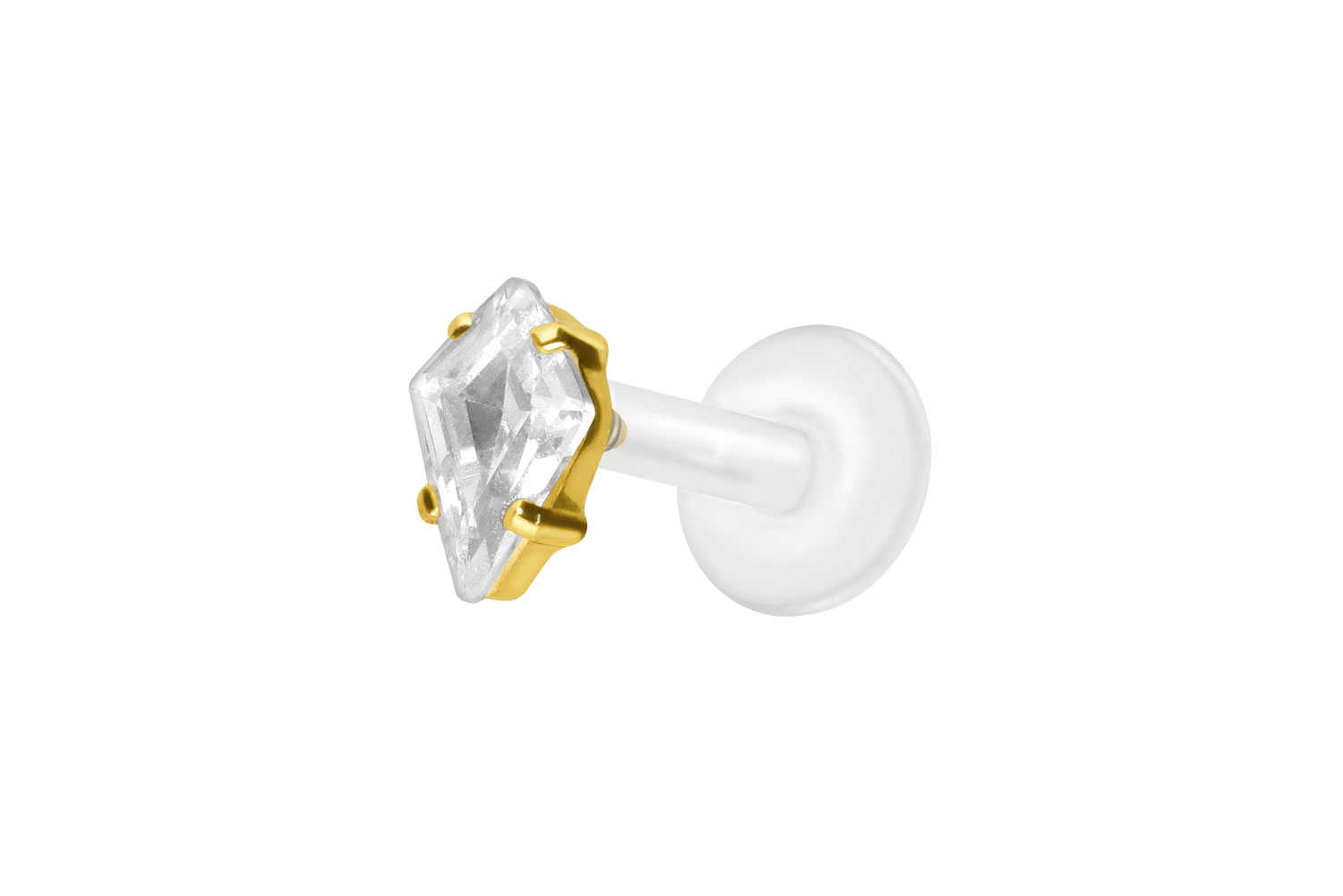 PTFE Labret Piercing mit Innengewinde + Titan-Aufsatz KRISTALLRAUTE